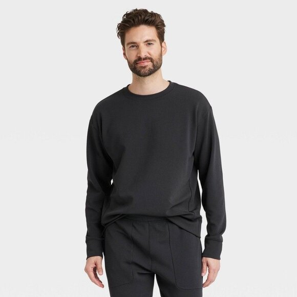 Men's Heavy Waffle Crewneck Sweatshirt -‎ All in Motion™ Black S - Picture 1 of 1